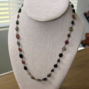 Rarities Carol Brodie Sterling Silver Multi Color TOURMALINE Necklace 18" NEW